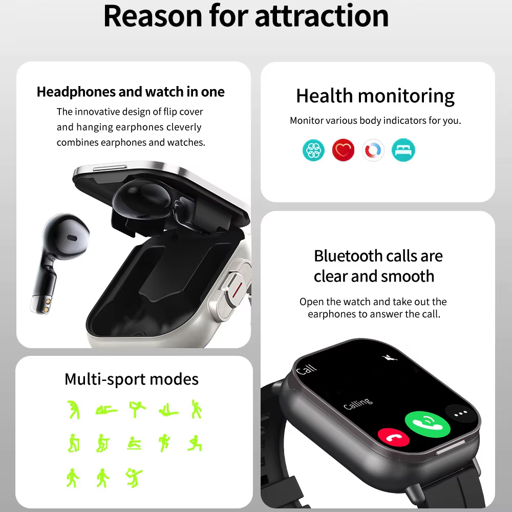 헤드셋 2 in 1 스마트워치 BT 통화 블루투스 헤드 - Smartwatch Headset 리뷰 및 가격
